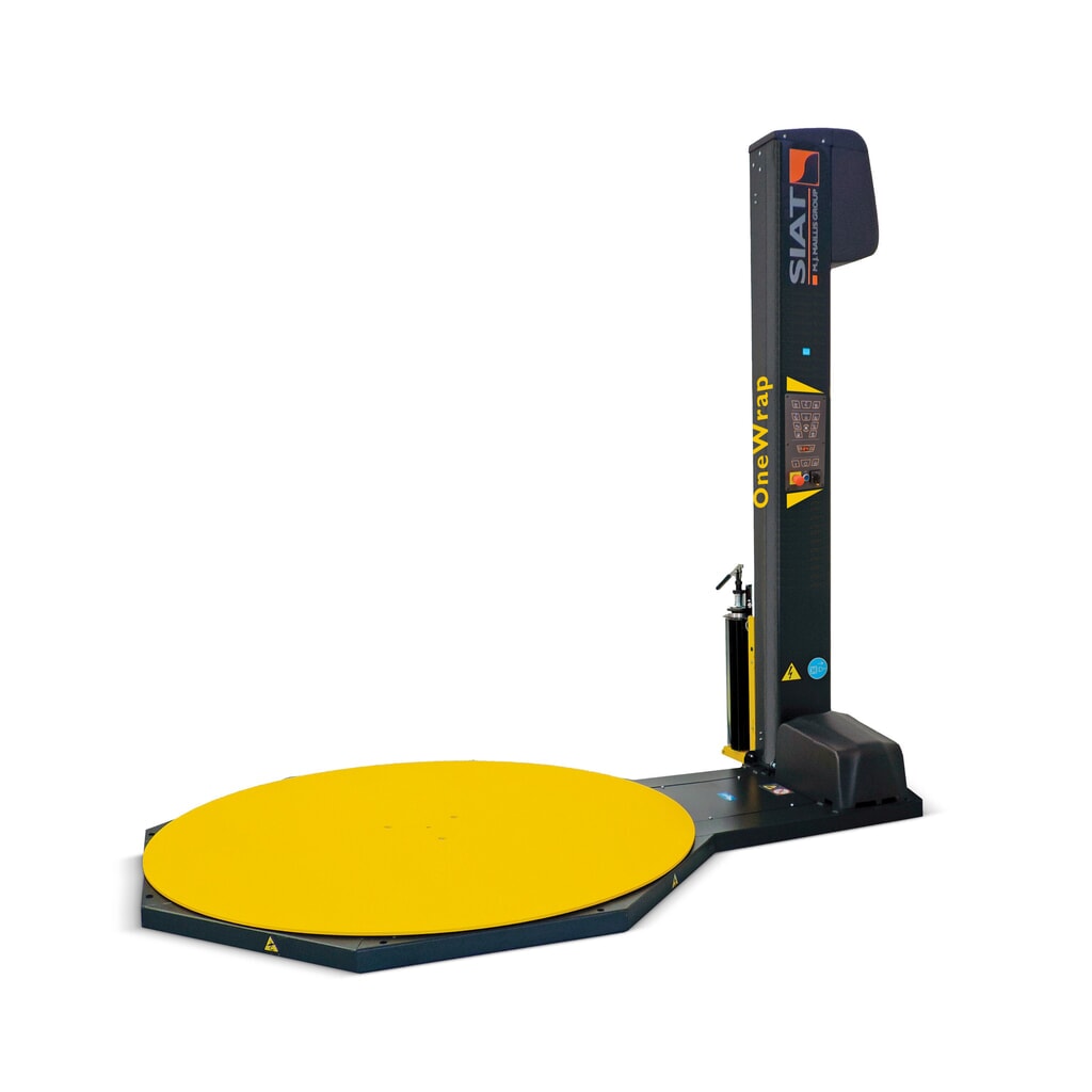 Product afbeelding: SIAT palletwikkelaar PS OneWrap "M", eenvoudige mechanische rem met snelspanhendel, draaiplateau Ø 1.500 mm, wikkelhoogte 2.100 mm