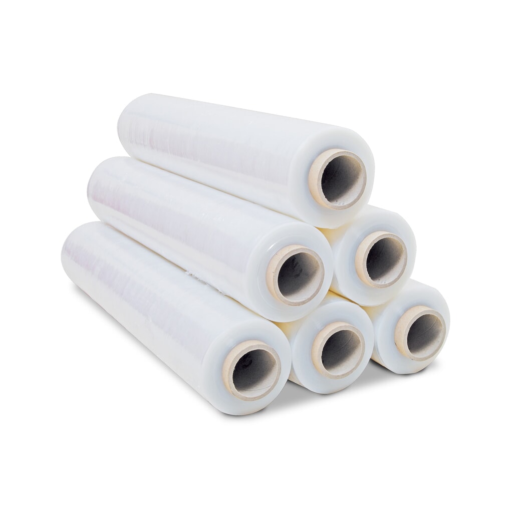Handstretchfolie, dikte 15 µm, bxl 450 mm x 300 str.m. Product afbeelding: Handstretchfolie, dikte 15 µm, bxl 450 mm x 300 str.m.