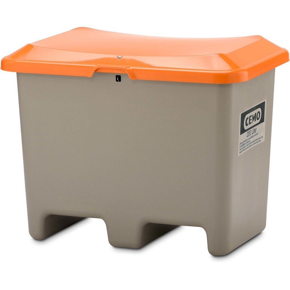 Productafbeelding nr. 2: Strooibak CEMO, grijs/oranje, 200 liter, met vorkkokers
