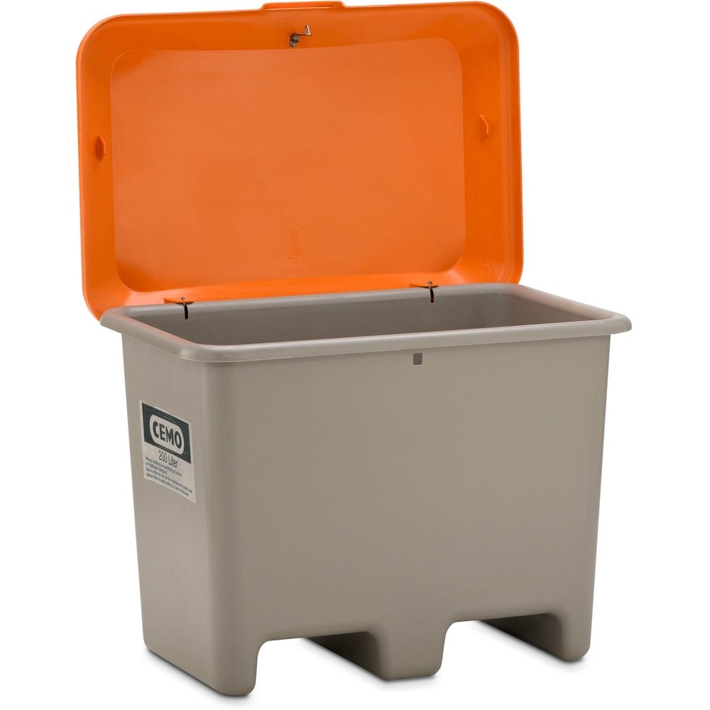 Productafbeelding nr. 3: Strooibak CEMO, grijs/oranje, 200 liter, met vorkkokers