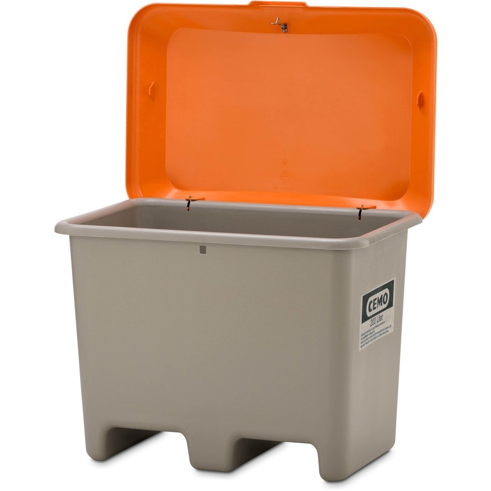 Productafbeelding nr. 4: Strooibak CEMO, grijs/oranje, 200 liter, met vorkkokers