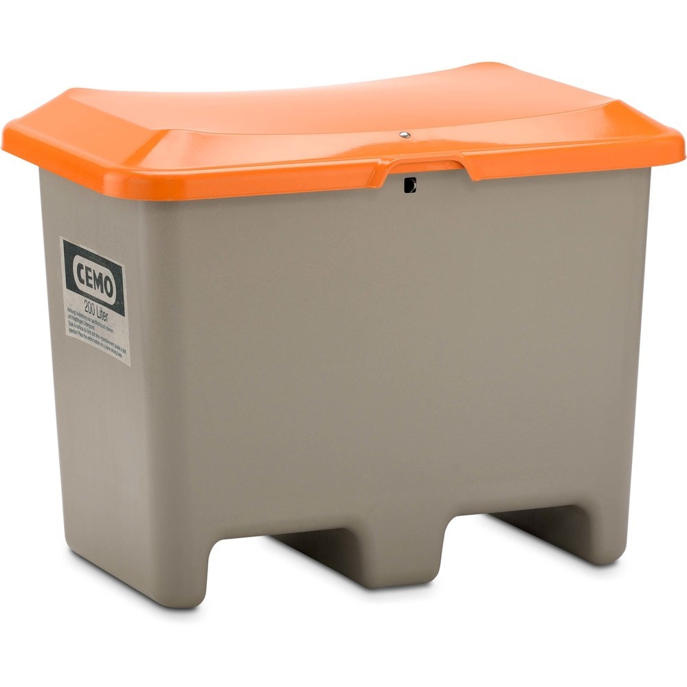 Productafbeelding nr. 1: Strooibak CEMO, grijs/oranje, 200 liter, met vorkkokers