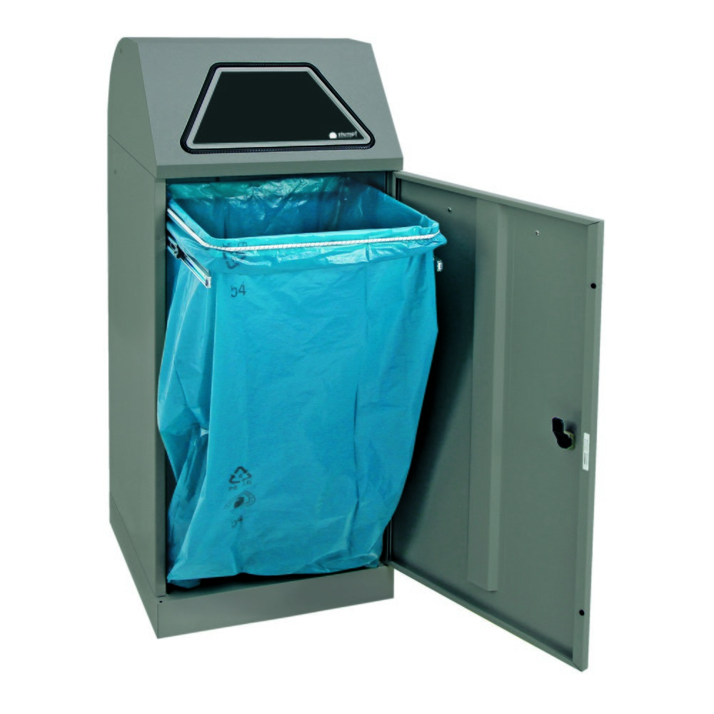 Productafbeelding nr. 4: Kringloopafvalbak stumpf®, met afvalzakhouder, plaatstaal, verzinkt, 120 liter, grijs aluminium