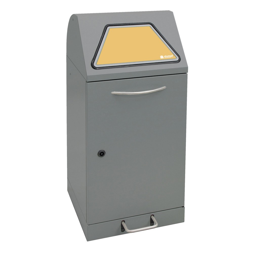 Product afbeelding: Kringloopafvalbak stumpf® met voetpedaal, incl. afvalzakhouder, plaatstaal, verzinkt, 60 liter, grijs aluminium