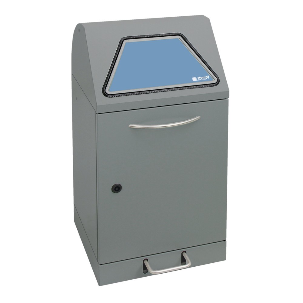 Product afbeelding: Kringloopafvalbak stumpf® met voetpedaal, incl. binnenbak, plaatstaal, verzinkt, 45 liter, grijs aluminium
