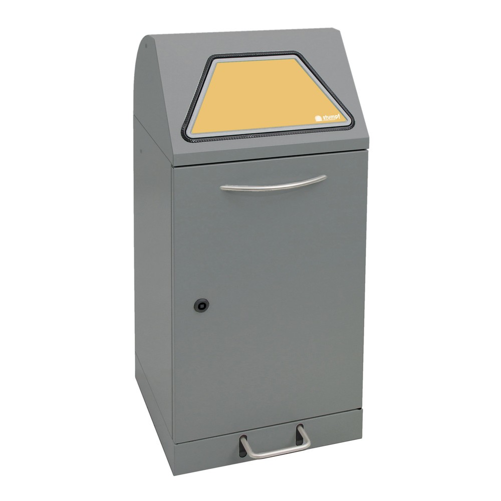 Product afbeelding: Kringloopafvalbak stumpf® met voetpedaal, incl. binnenbak, plaatstaal, verzinkt, 60 liter, grijs aluminium