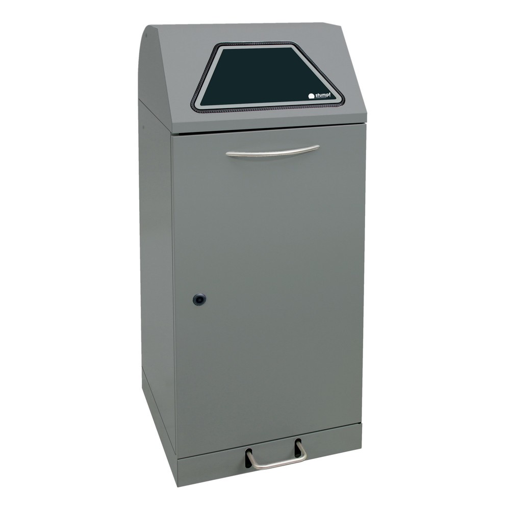 Productafbeelding nr. 1: Kringloopafvalbak stumpf® met voetpedaal, incl. binnenbak, plaatstaal, verzinkt, 120 liter, grijs aluminium