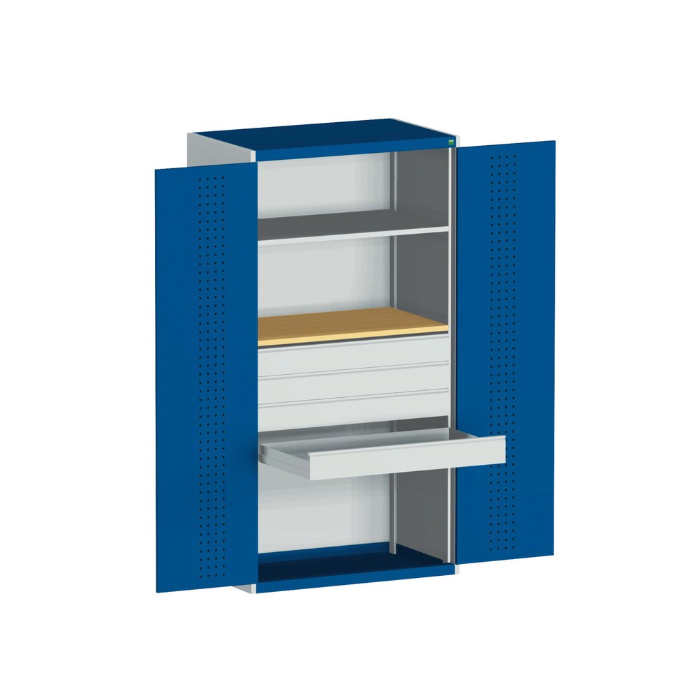 Productafbeelding nr. 2: Systeem-draaideurkast bott cubio met 1 legbord, 4 lades, 1 inlegplank, hxbxd 2.000 x 1.050 x 650 mm, gentiaanblauw