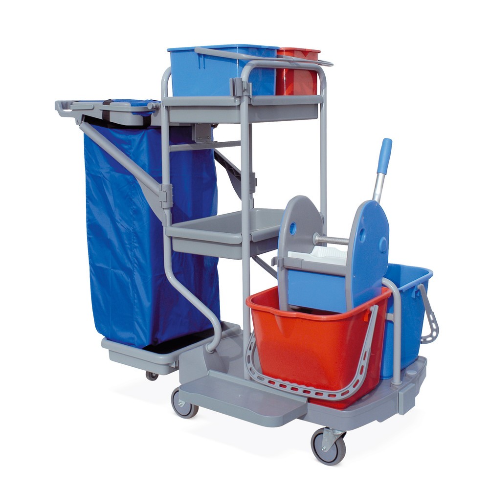 Product afbeelding: Systeemwagenset Harema®, emmer 2x 9 liter + 2x 15 liter, met kunststof opbergvak