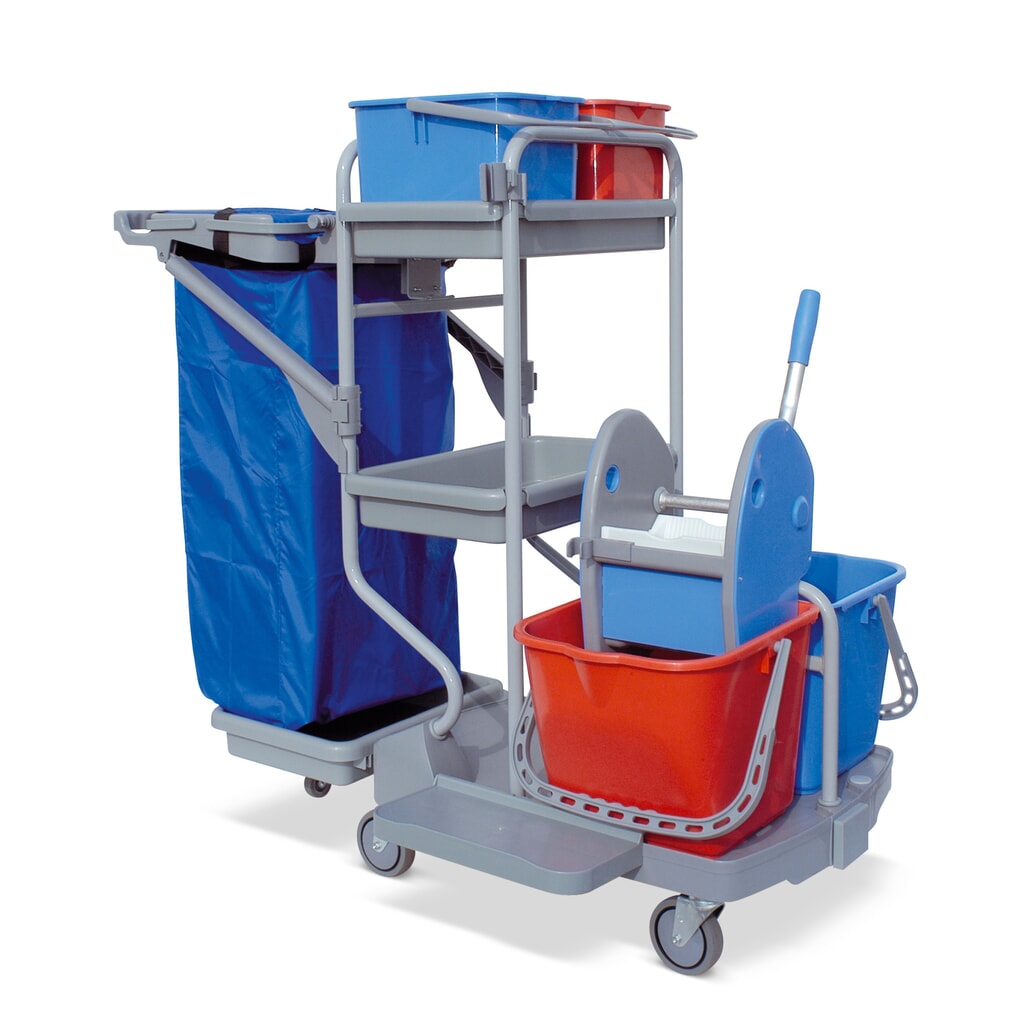 Product afbeelding: Systeemwagenset Harema®, emmer 2x 9 liter + 2x 15 liter, met kunststof opbergvak