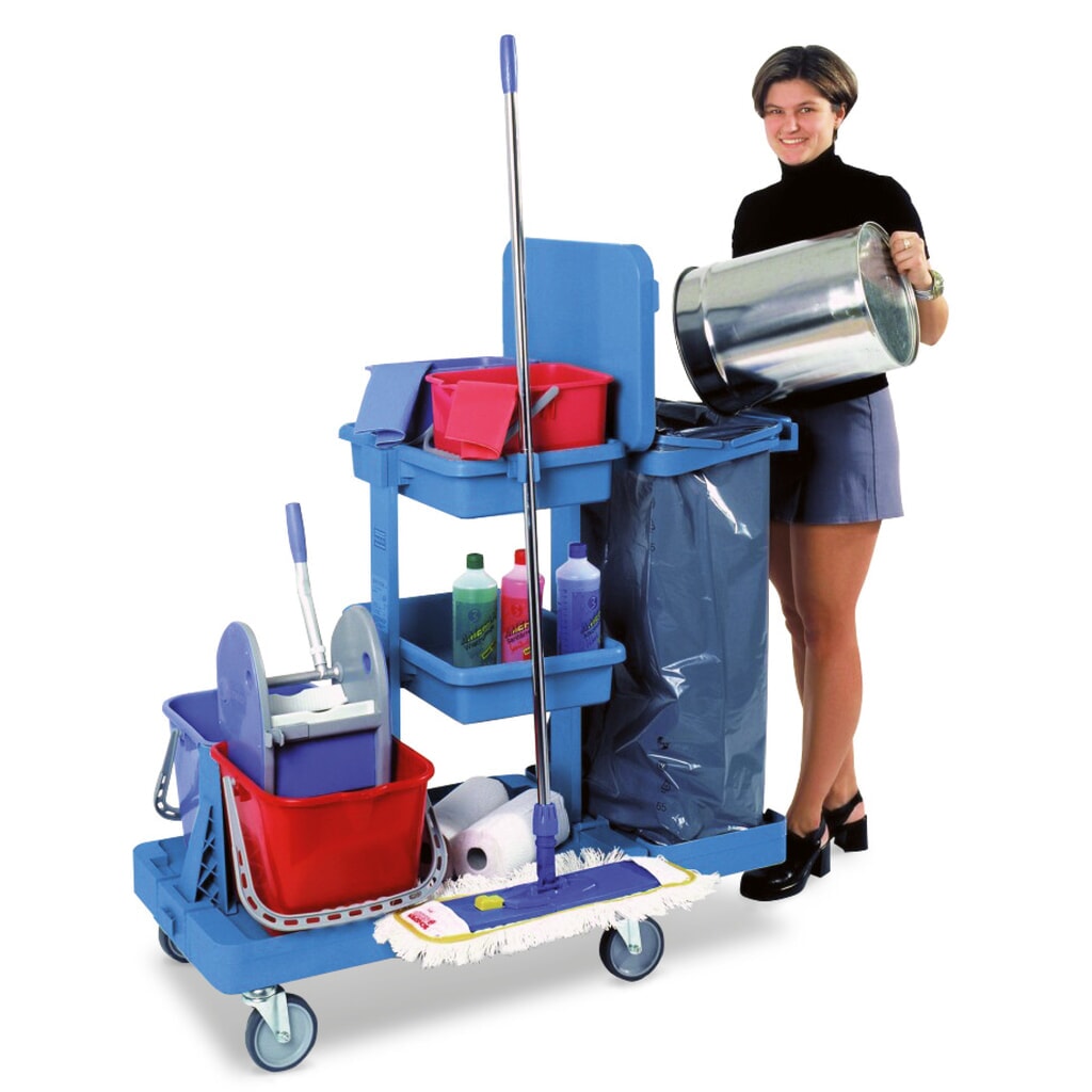 Systeemwagenset Harema®, emmer 4x 6 liter + 2x 15 liter, met kunststof opbergvak Product afbeelding: Systeemwagenset Harema®, emmer 4x 6 liter + 2x 15 liter, met kunststof opbergvak