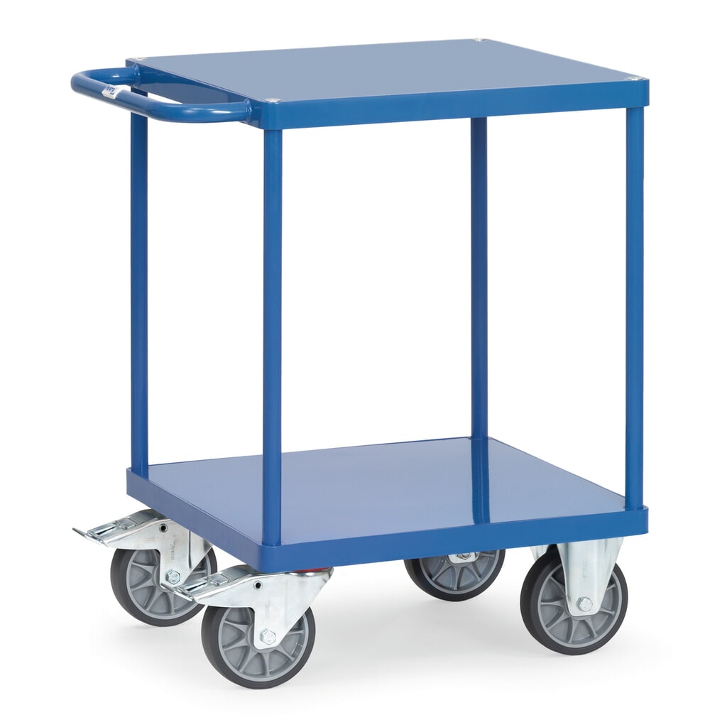 Product afbeelding: Tafel- en montagewagen fetra® met legborden van plaatstaal van 600 x 600 mm
