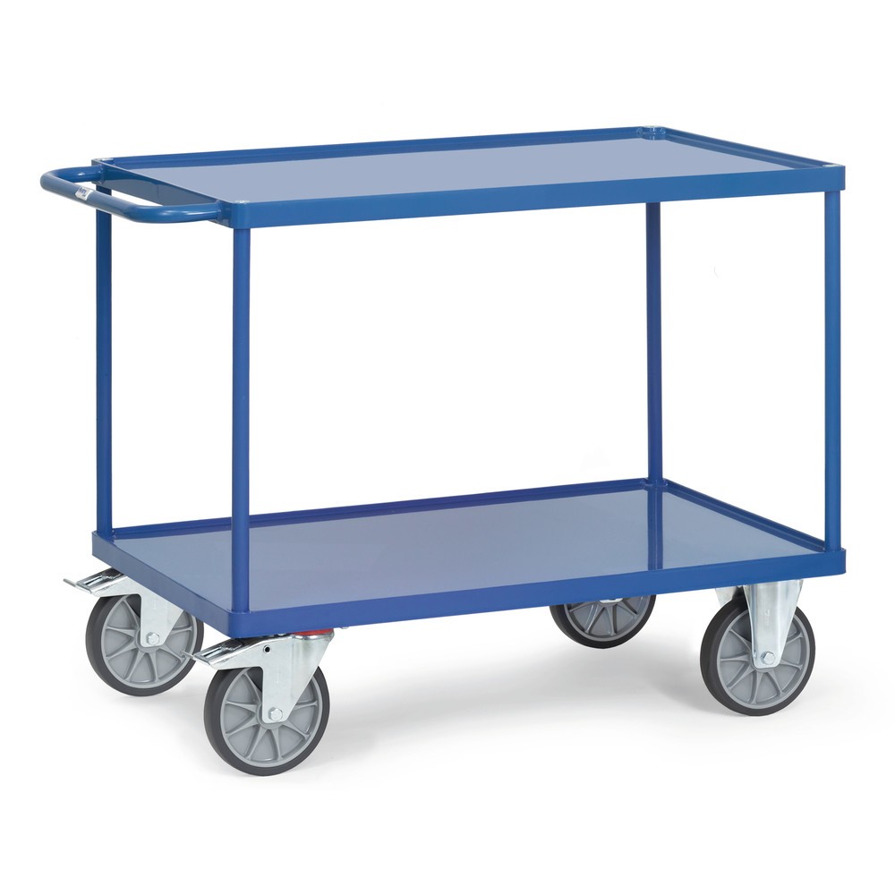 Product afbeelding: Tafel- en montagewagen fetra® met lekbakken van plaatstaal, laadvlak 850 x 500 mm