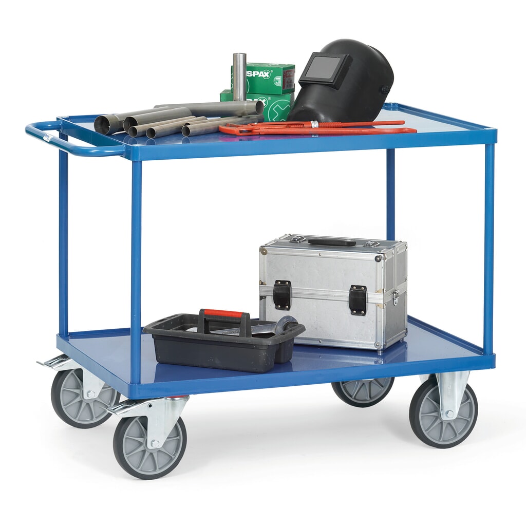 Productafbeelding nr. 2: Tafel- en montagewagen fetra® met lekbakken van plaatstaal, laadvlak 1.000 x 700 mm