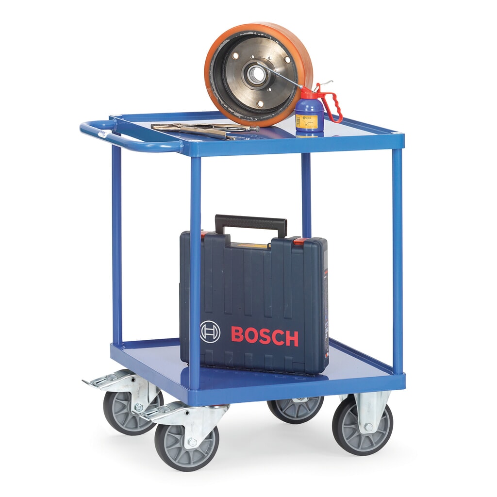 Productafbeelding nr. 2: Tafel- en montagewagen fetra® met lekbakken van plaatstaal, laadvlak 600 x 600 mm