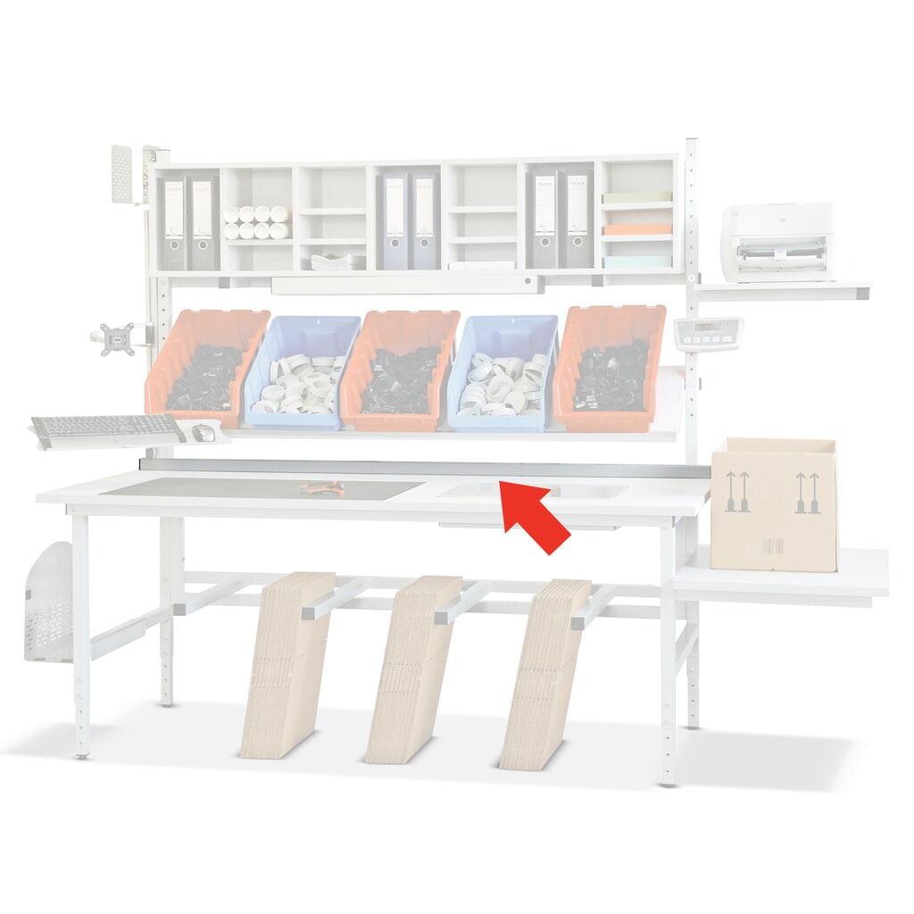 Tafelbegrenzing voor paktafel, breedte 1.600 mm, antraciet Product afbeelding: Tafelbegrenzing voor paktafel, breedte 1.600 mm, antraciet