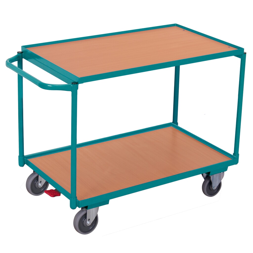 Tafelwagen Ameise®, horizontale beugel, 2 etages van 850 x 500 mm, cap. 250 kg Product afbeelding: Tafelwagen Ameise®, horizontale beugel, 2 etages van 850 x 500 mm, cap. 250 kg