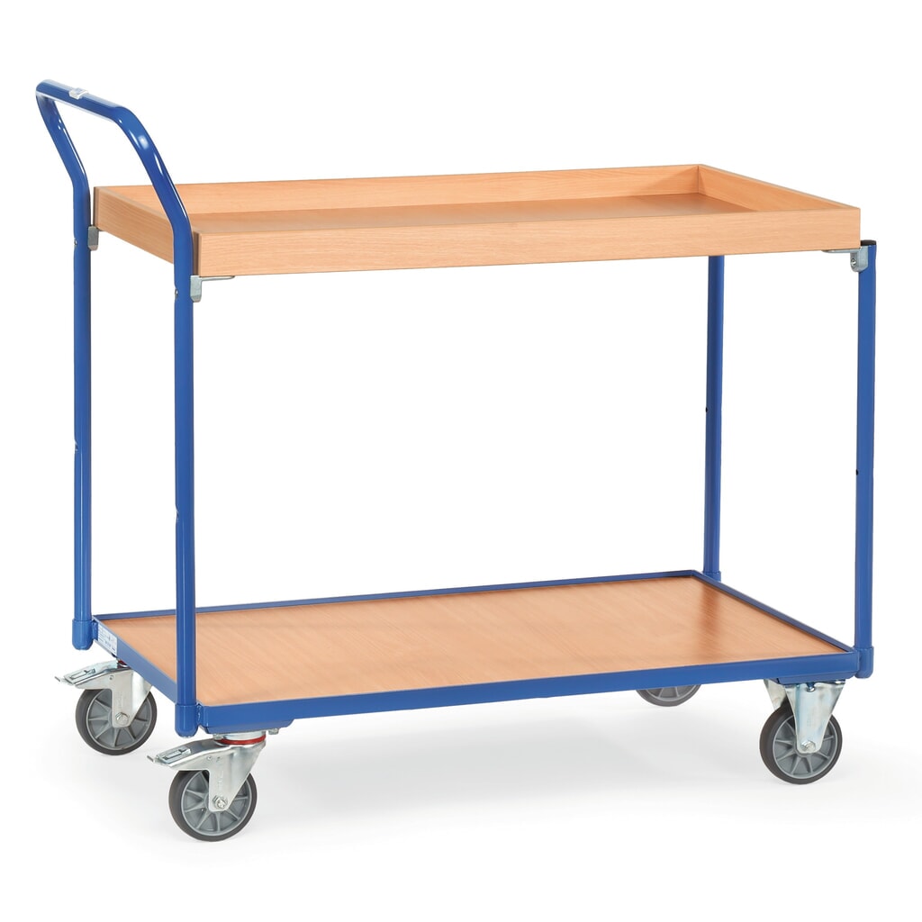 Tafelwagen fetra®, 1 houten legbord + 1 houten bak van 850 x 500 mm, hoogte 1.030 mm Product afbeelding: Tafelwagen fetra®, 1 houten legbord + 1 houten bak van 850 x 500 mm, hoogte 1.030 mm