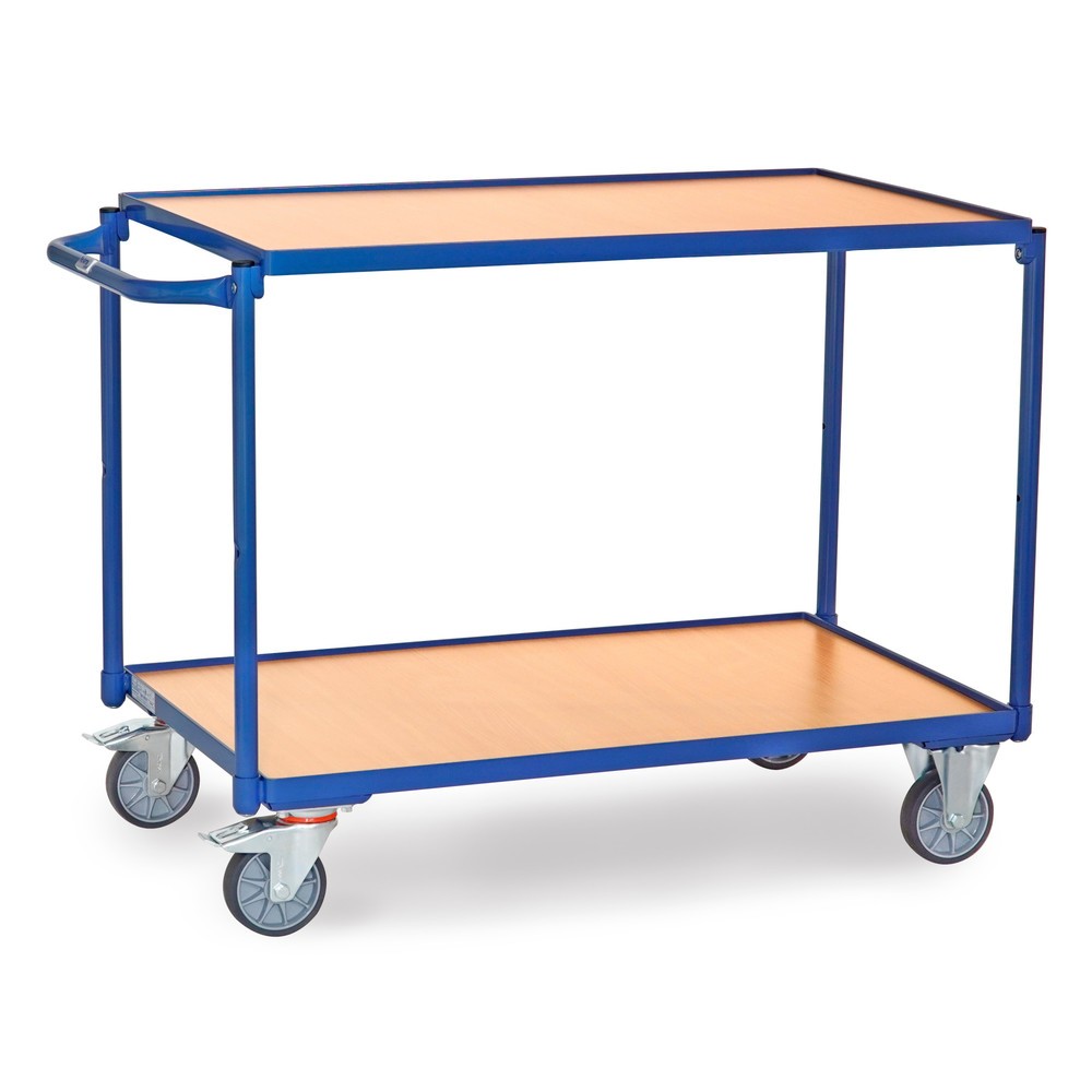 Product afbeelding: Tafelwagen fetra®, draagvermogen 300 kg, 2 etages van 1.000 x 600 mm, horizontale duwbeugel