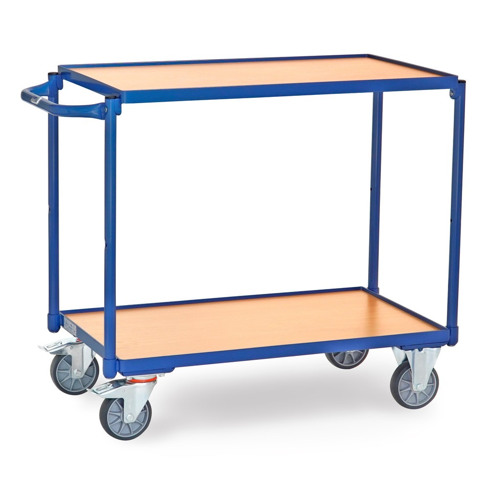 Product afbeelding: Tafelwagen fetra®, draagvermogen 300 kg, 2 etages van 850 x 500 mm, horizontale duwbeugel