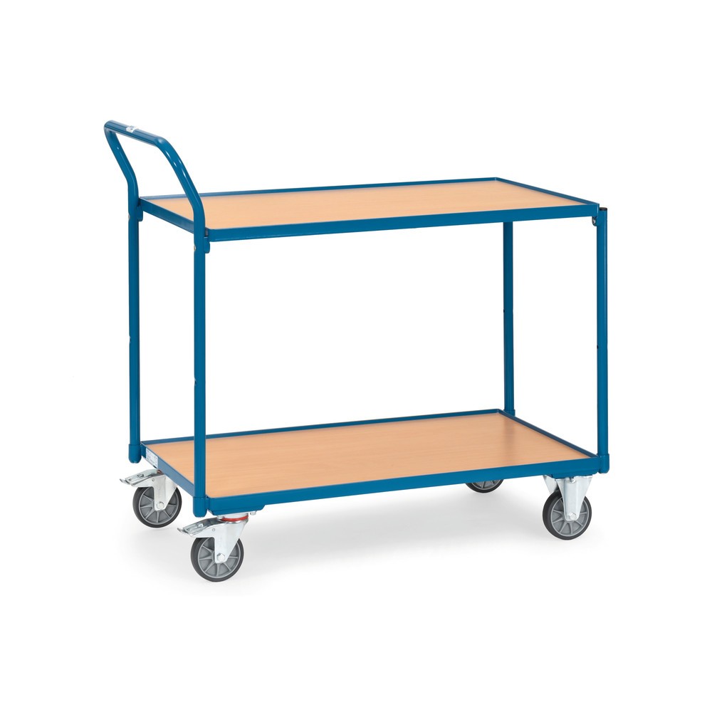 Product afbeelding: Tafelwagen fetra®, draagvermogen 300 kg, 2 etages van 1.000 x 600 mm, hoog aangebrachte duwbeugel