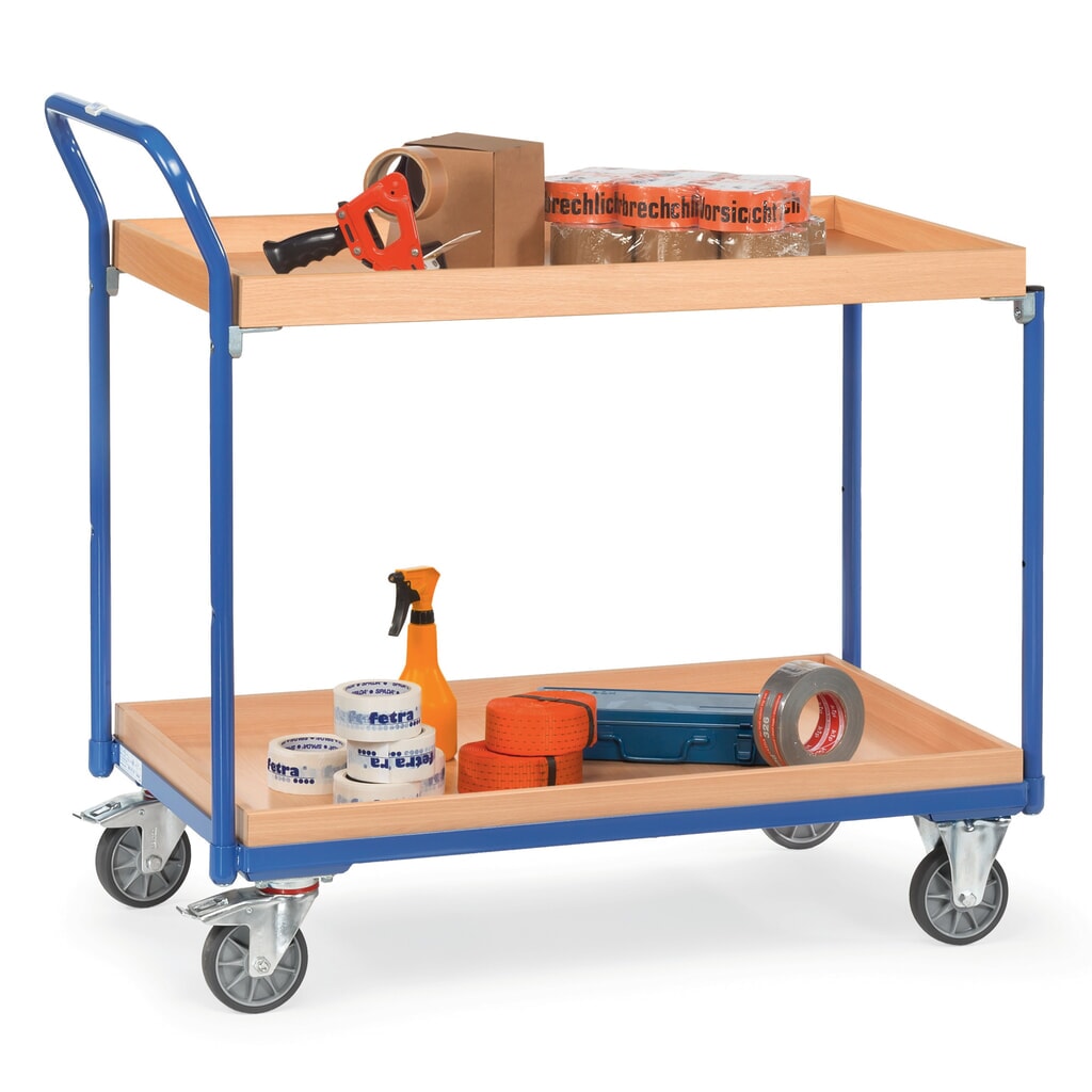 Tafelwagen fetra® met 2 houten bakken van 1.000 x 600 mm, hoogte 1.030 mm Productafbeelding nr. 2: Tafelwagen fetra® met 2 houten bakken van 1.000 x 600 mm, hoogte 1.030 mm