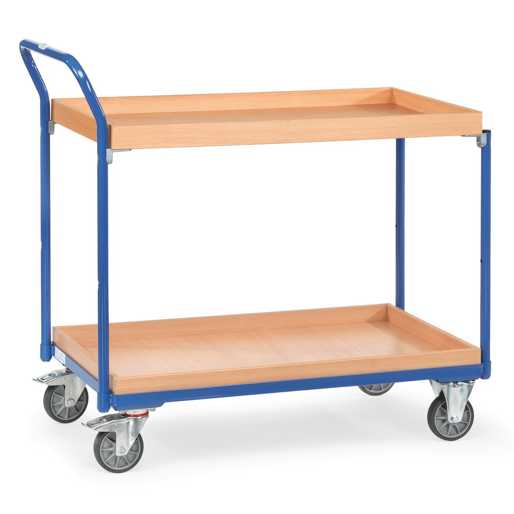 Product afbeelding: Tafelwagen fetra® met 2 houten bakken van 850 x 500 mm, hoogte 1.030 mm