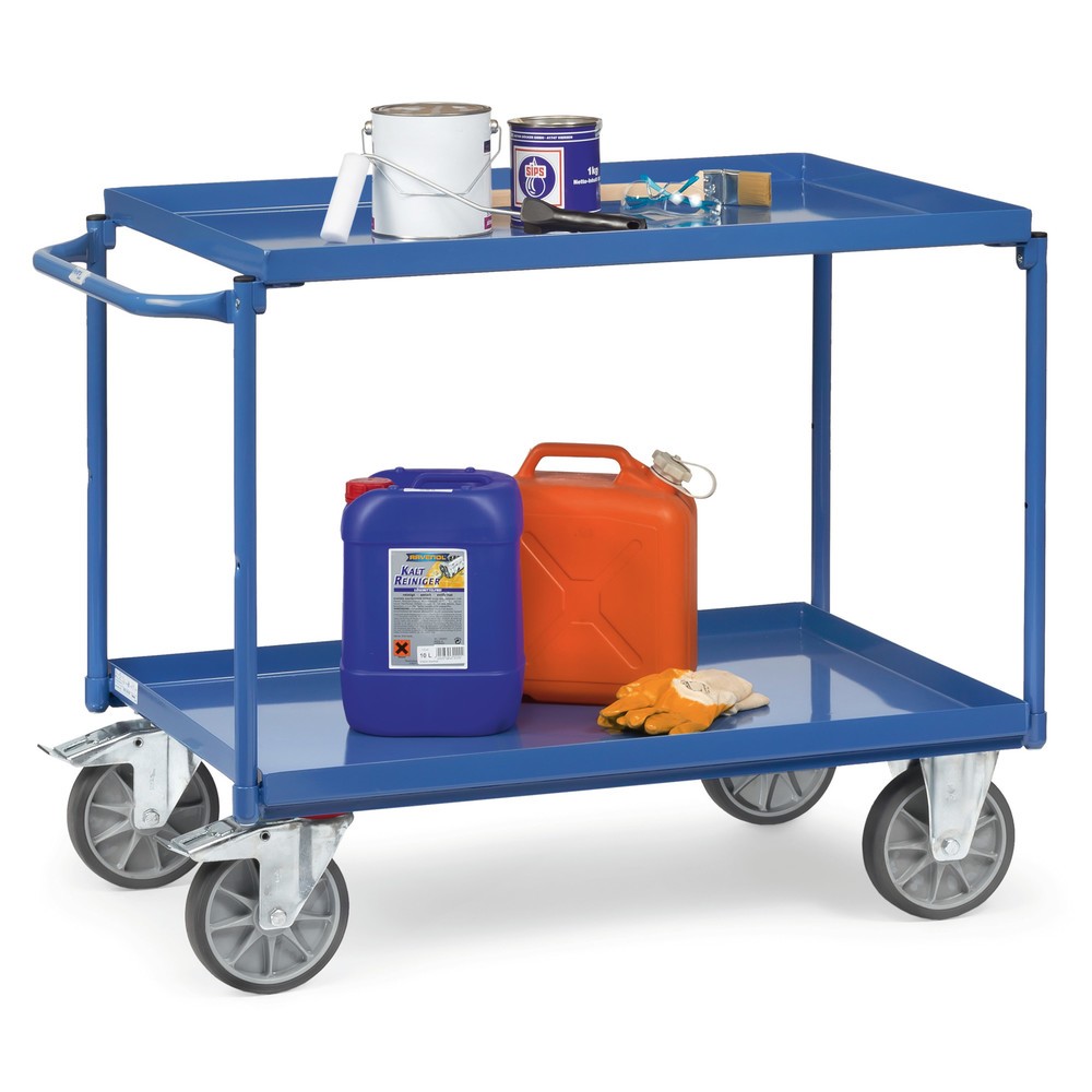 Productafbeelding nr. 2: Tafelwagen fetra® met oliedichte lekbakken, 2 etages van 850 x 500 mm, horizontale beugel