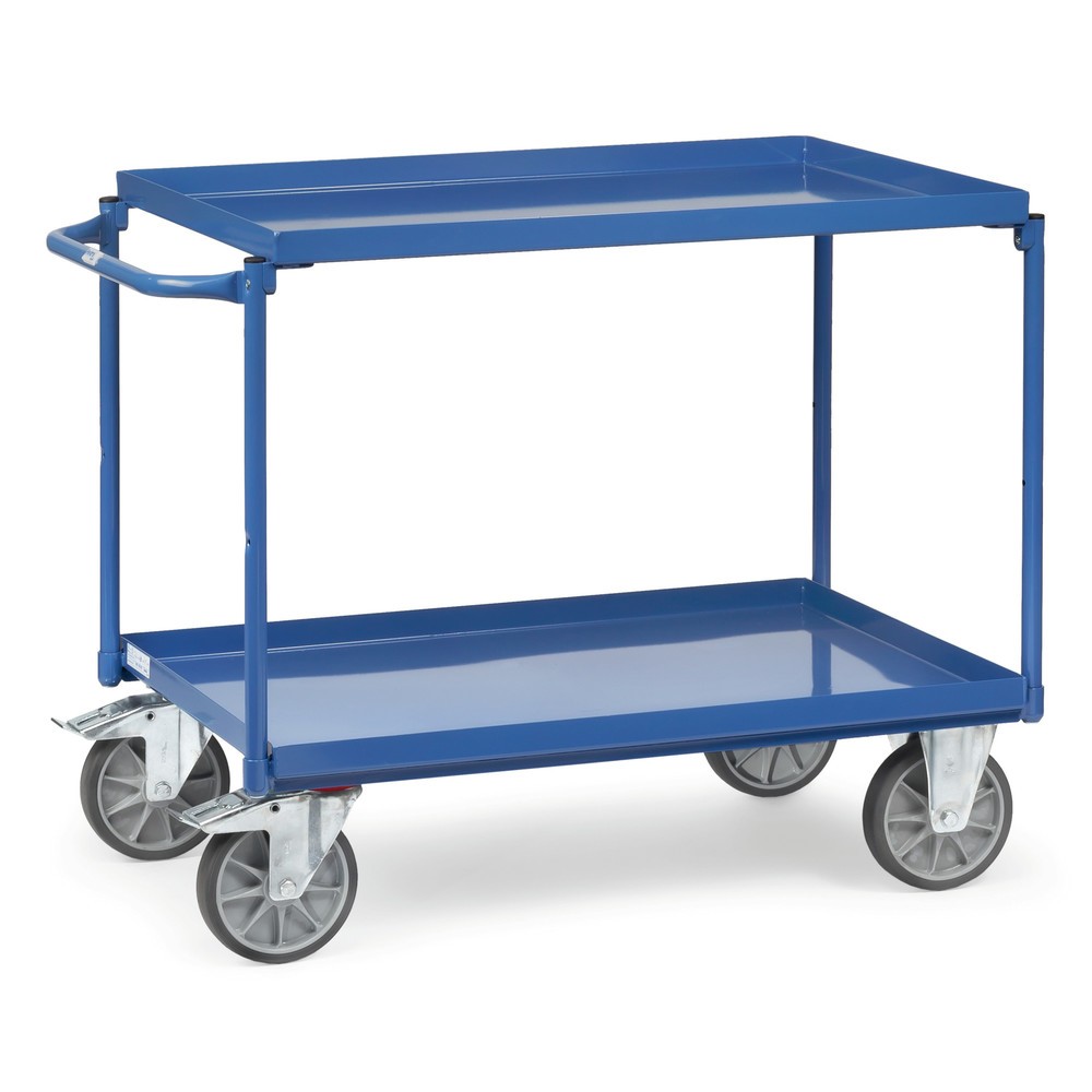 Product afbeelding: Tafelwagen fetra® met oliedichte lekbakken, 2 etages van 850 x 500 mm, horizontale beugel