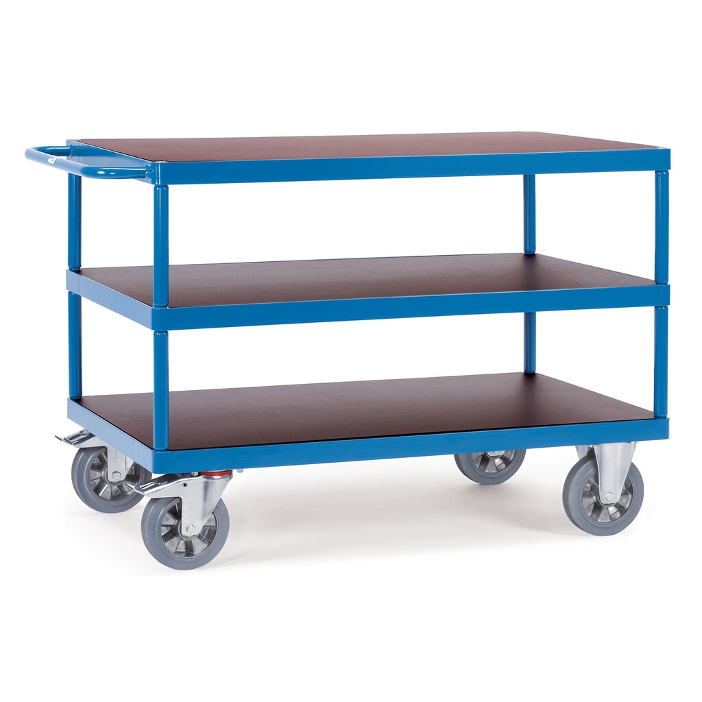 Product afbeelding: Tafelwagen fetra® voor zware lasten, draagvermogen 1.200 kg, 3 etages van 1.600 x 800 mm