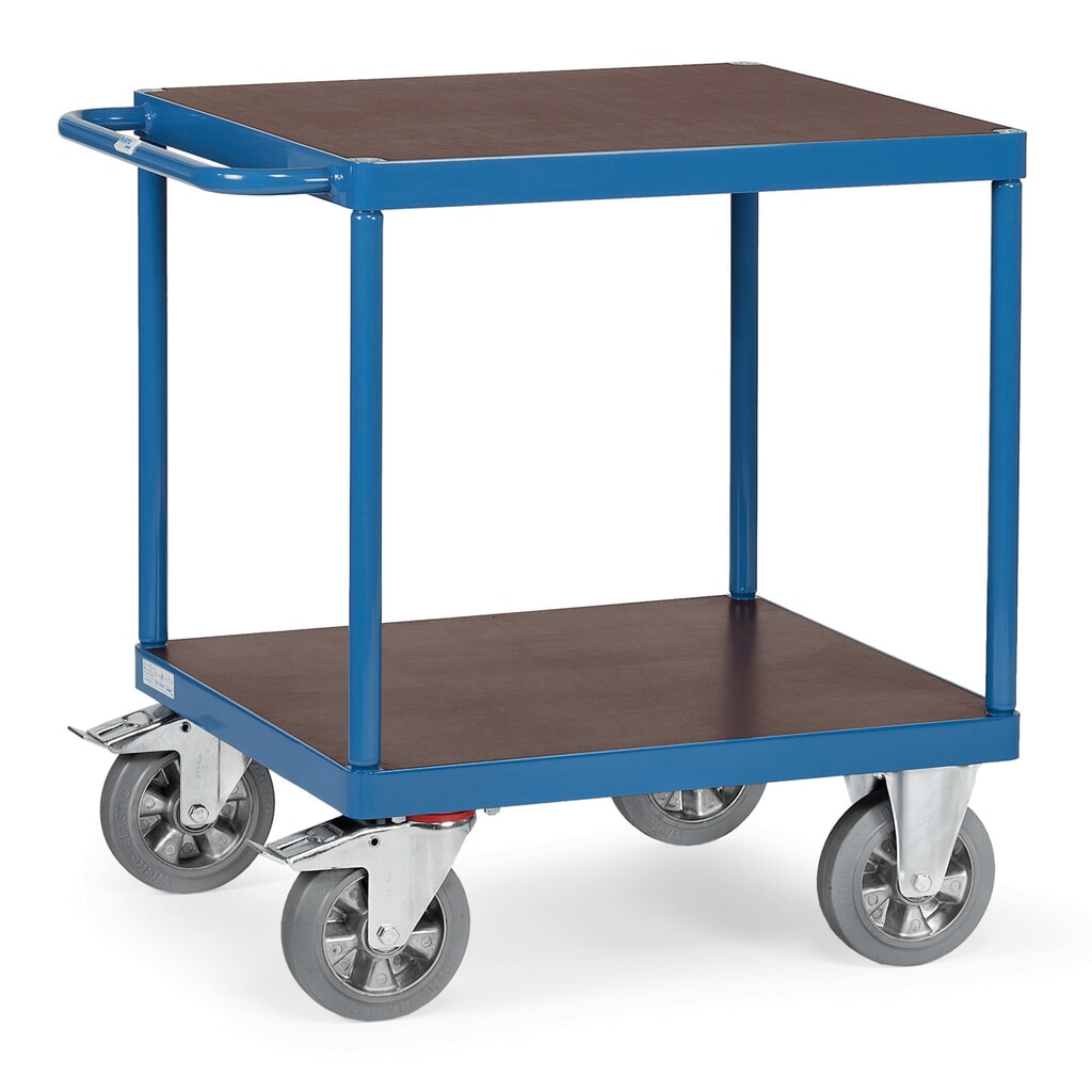 Tafelwagen fetra® voor zware lasten, draagvermogen 1.200 kg, 2 etages van 700 x 700 mm Product afbeelding: Tafelwagen fetra® voor zware lasten, draagvermogen 1.200 kg, 2 etages van 700 x 700 mm