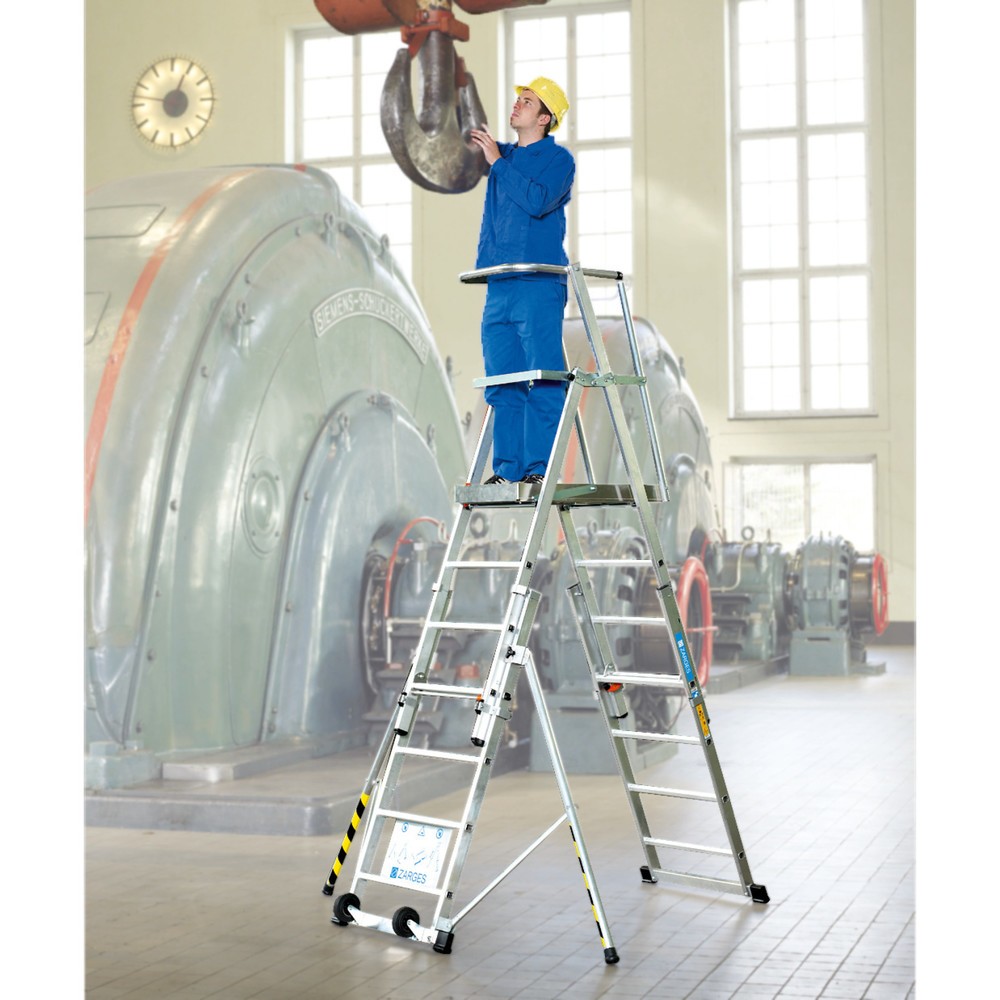 Product afbeelding: Telescopische bordesladder ZARGES, 2-zijdig oploopbaar, stahoogte 1,34 m