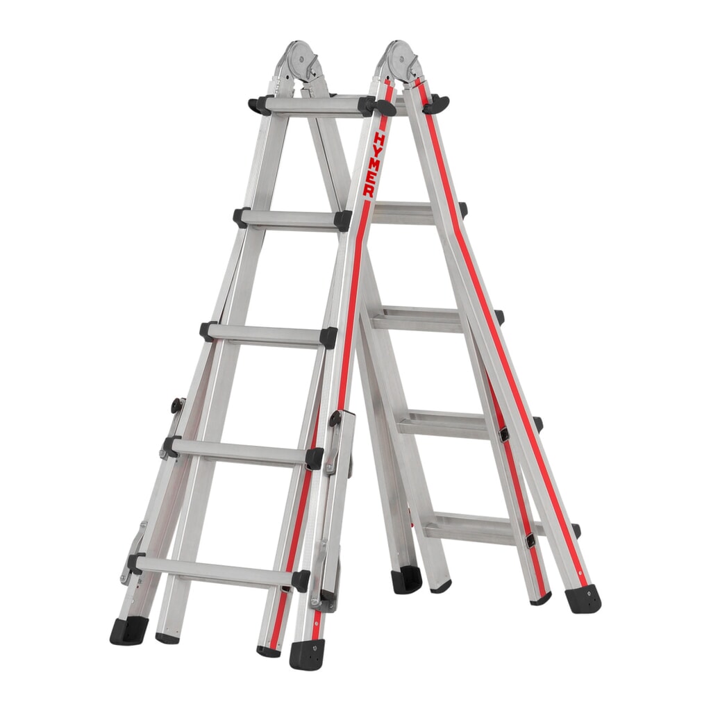 Telescopische ladder HYMER, totale lengte 5,14 m, 4x5 sporten Product afbeelding: Telescopische ladder HYMER, totale lengte 5,14 m, 4x5 sporten
