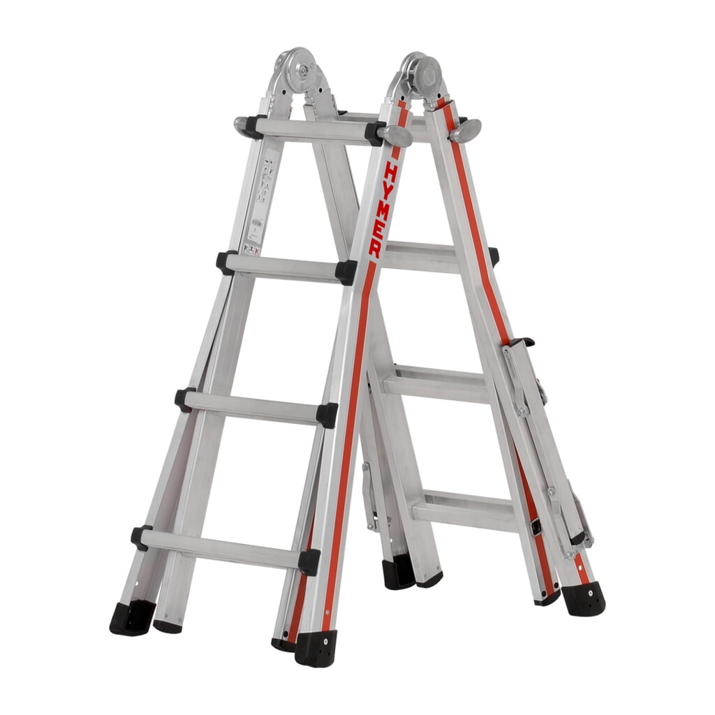 Telescopische ladder HYMER TELESTEP, totale lengte 4,02 m, 4x4 sporten Product afbeelding: Telescopische ladder HYMER TELESTEP, totale lengte 4,02 m, 4x4 sporten