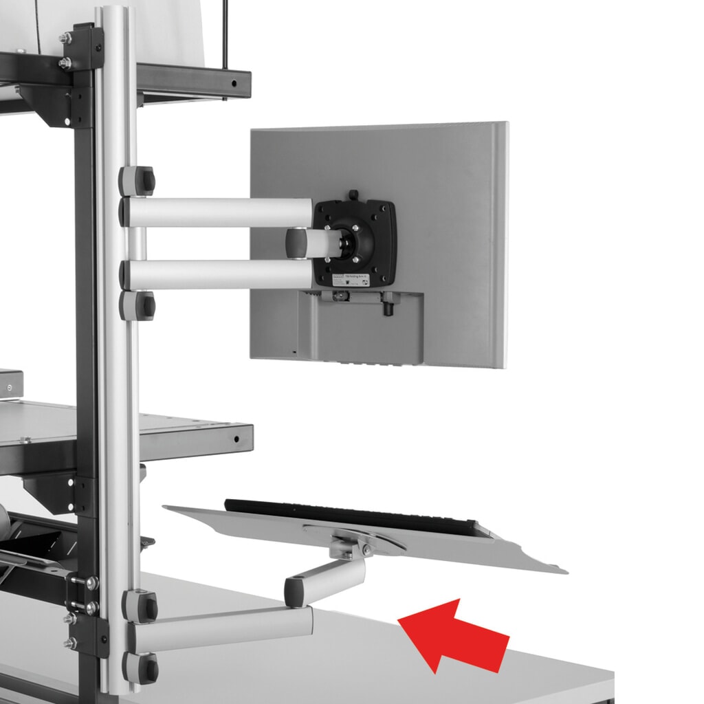 Toetsenbord- en muisplank met zwenkarm voor Rocholz paktafelsysteem, hxbxd 200 x 100 x 455 mm Product afbeelding: Toetsenbord- en muisplank met zwenkarm voor Rocholz paktafelsysteem, hxbxd 200 x 100 x 455 mm