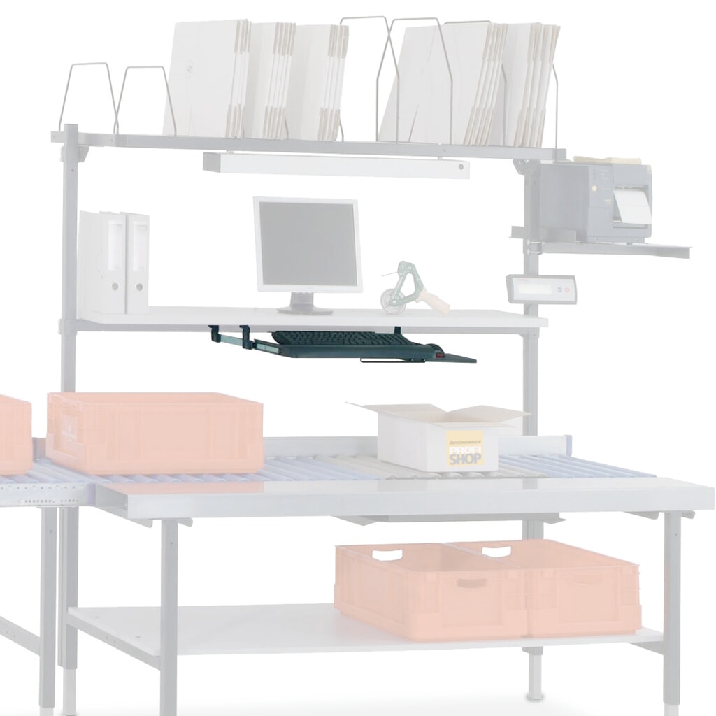 Product afbeelding: Toetsenbord- en muisplank voor Rocholz paktafel, uitschuifbaar, hxbxd 110 x 600 x 420 mm