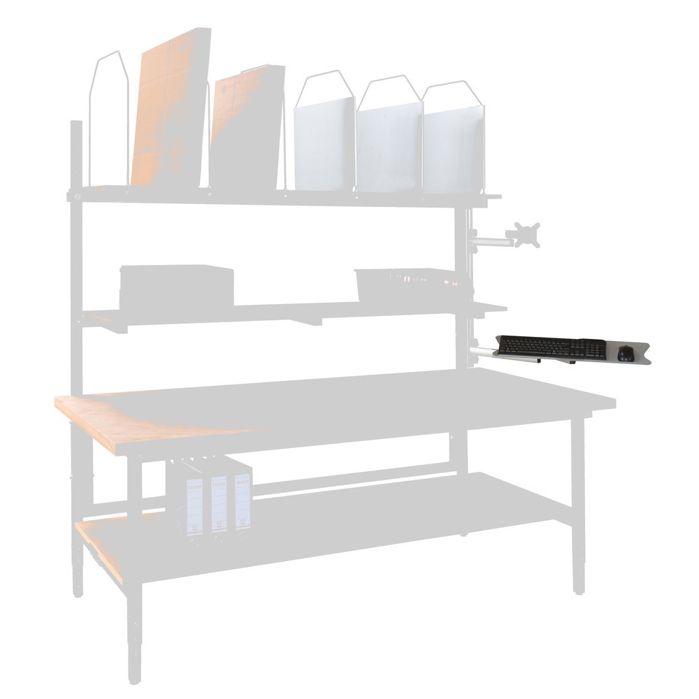 Product afbeelding: Aflegbord voor toetsenbord en muis, zwenk- en kantelbaar, incl. aluminium houder