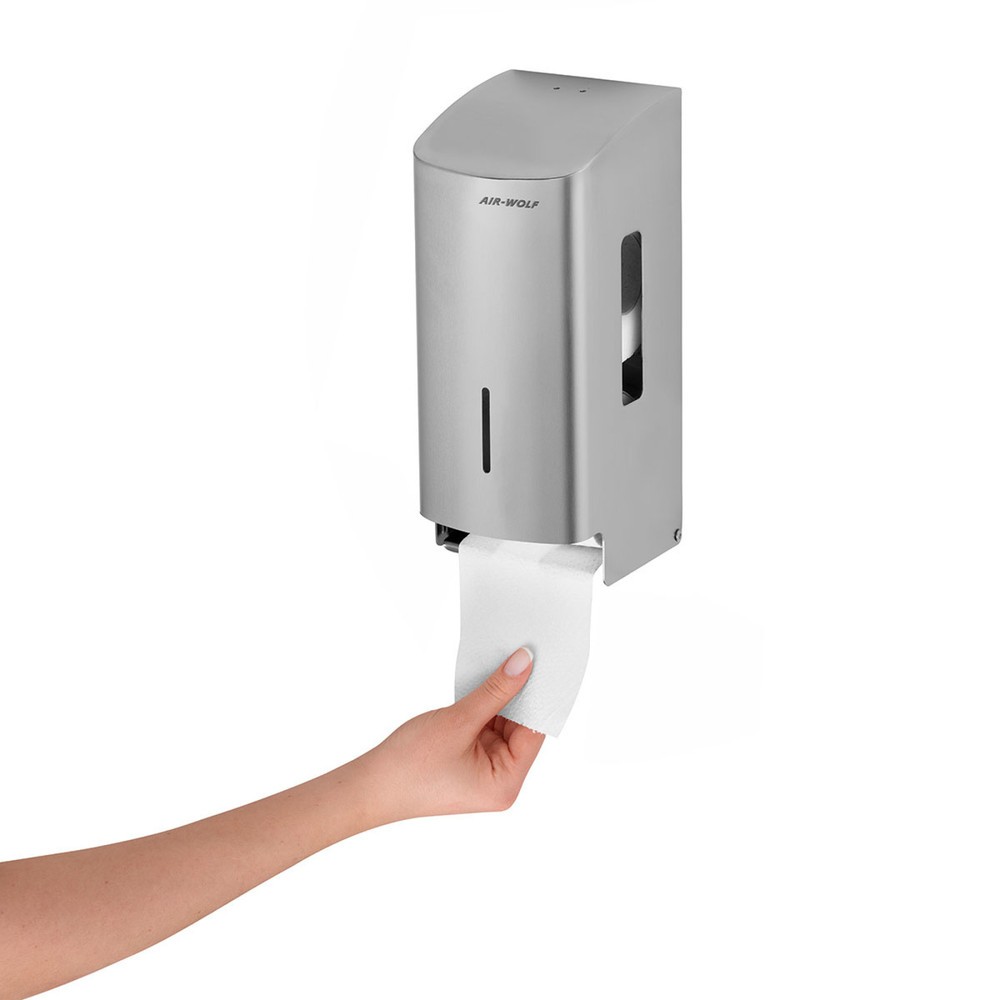 Productafbeelding nr. 3: Toiletpapierdispenser Air-Wolf voor 2 huishoudrollen geborsteld