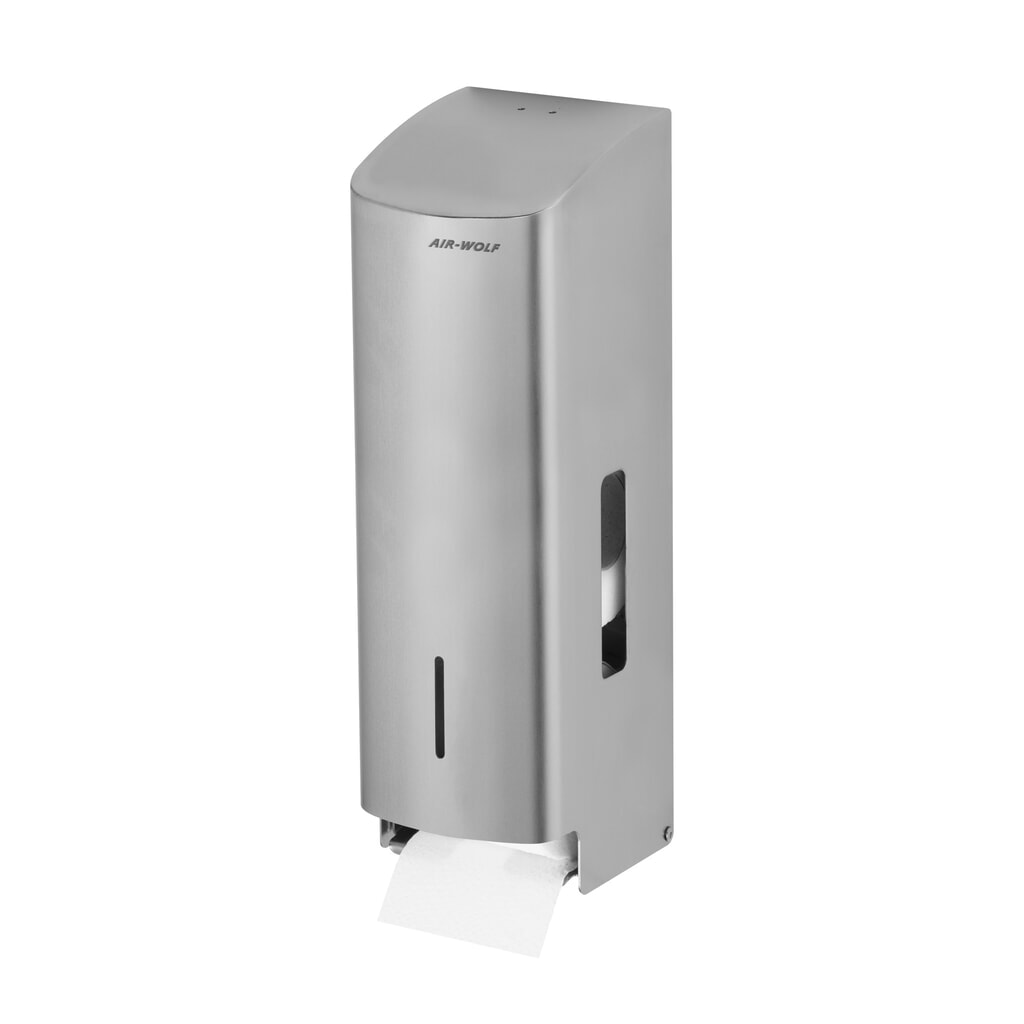 Toiletpapierdispenser Air-Wolf voor 3 huishoudrollen geborsteld roestvrij staal Product afbeelding: Toiletpapierdispenser Air-Wolf voor 3 huishoudrollen geborsteld roestvrij staal