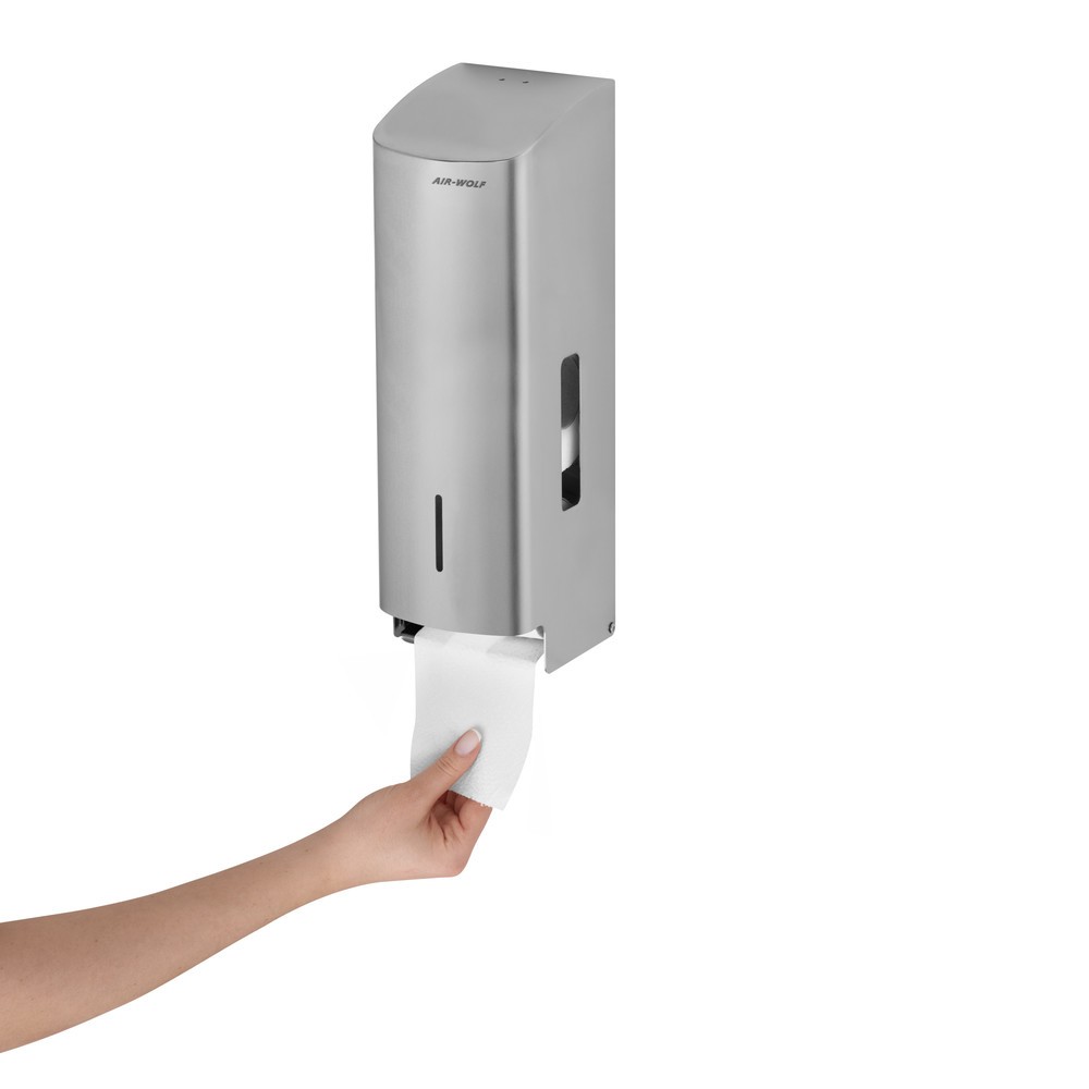 Productafbeelding nr. 2: Toiletpapierdispenser Air-Wolf voor 3 huishoudrollen geborsteld roestvrij staal