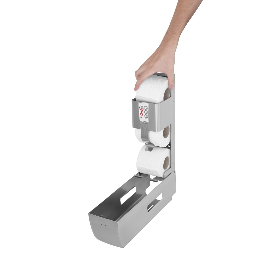 Productafbeelding nr. 5: Toiletpapierdispenser Air-Wolf voor 3 huishoudrollen geborsteld roestvrij staal