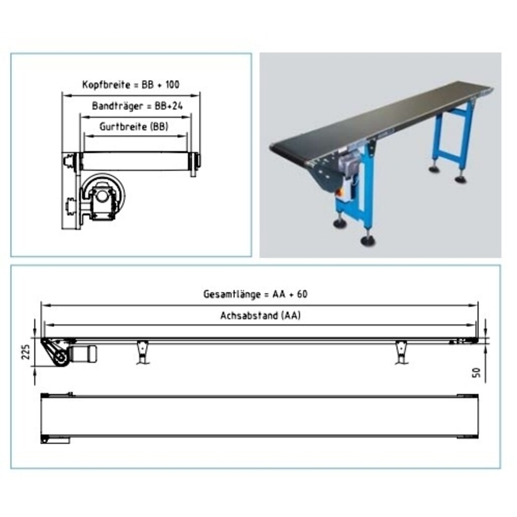 Transportband max. 15 kg/m, bandbreedte 150 mm, lengte 4 m Productafbeelding nr. 2: Transportband max. 15 kg/m, bandbreedte 150 mm, lengte 4 m