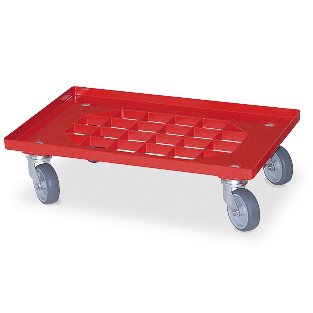 Product afbeelding: Transportroller voor eurobakken 600 x 400 mm, met roosterbodem, draagvermogen 250 kg, rood
