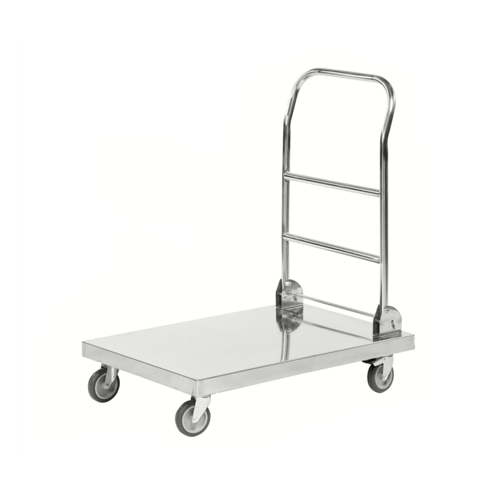 Transportwagen, volledig roestvrij staal 18/0, laadvlak bxd 520 x 825 mm Product afbeelding: Transportwagen, volledig roestvrij staal 18/0, laadvlak bxd 520 x 825 mm