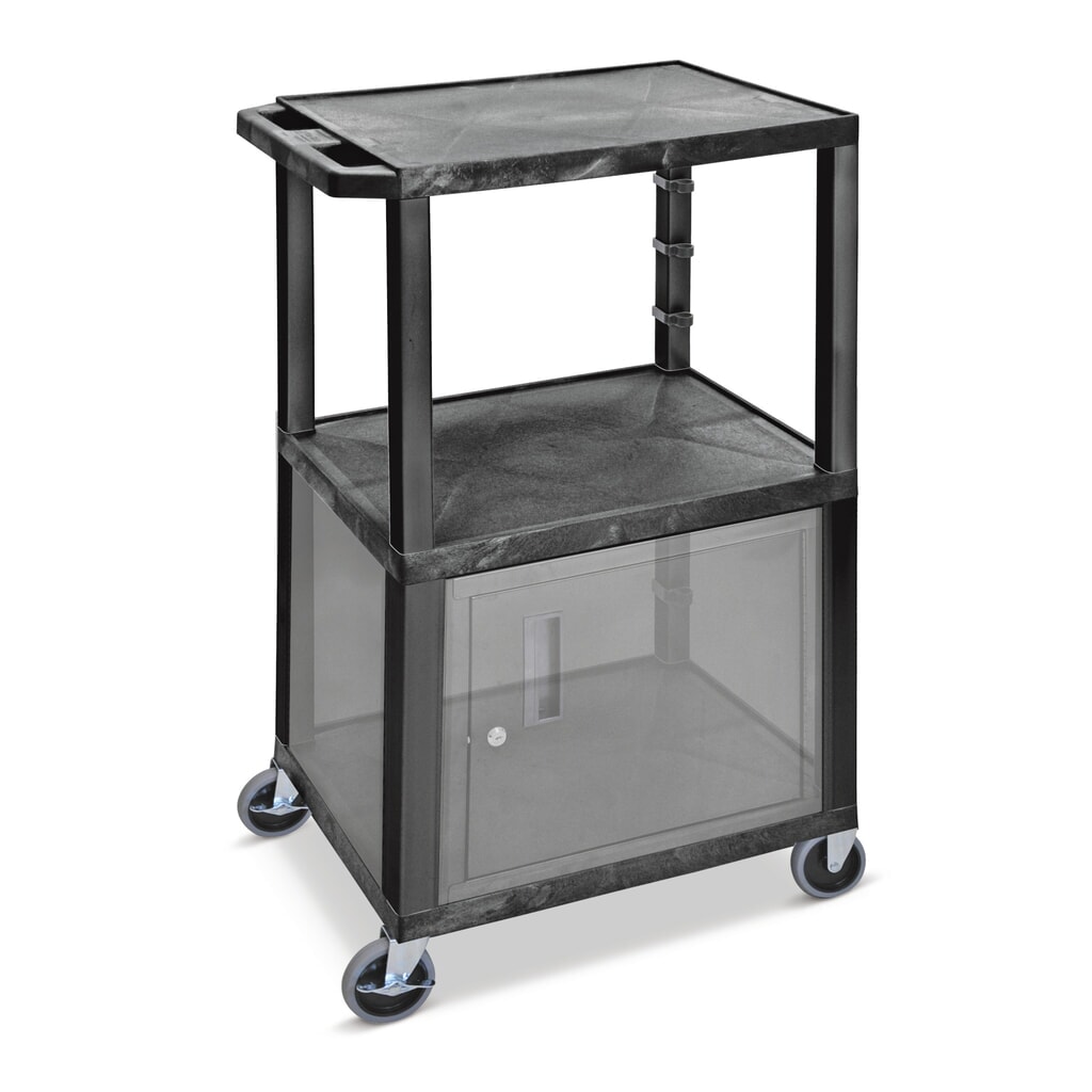 Transportwagen van kunststof, 3 etages, cap. 150 kg, zwart Product afbeelding: Transportwagen van kunststof, 3 etages, cap. 150 kg, zwart