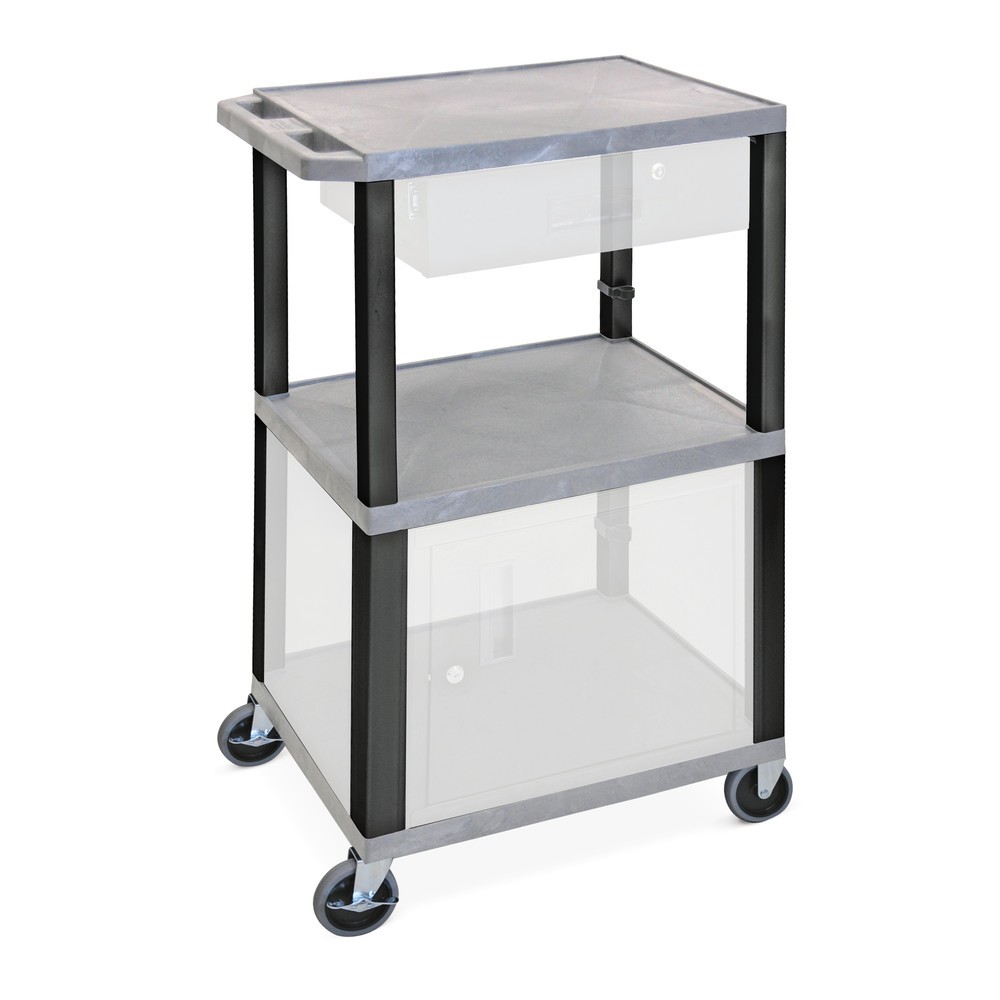 Product afbeelding: Transportwagen van kunststof, 3 etages, cap. 150 kg, grijs