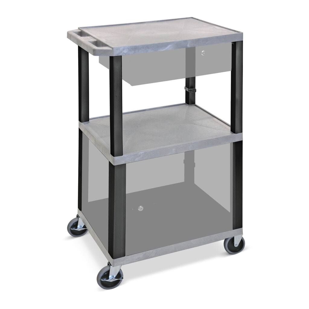Product afbeelding: Transportwagen van kunststof, 3 etages, cap. 150 kg, grijs