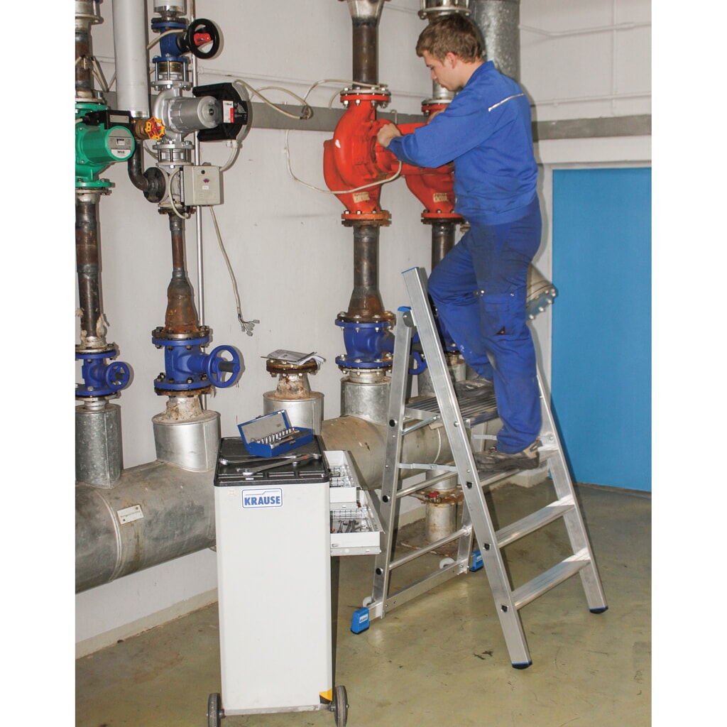 Montagetrap KRAUSE® Profi van aluminium, met 2 wielen, 3 treden Productafbeelding nr. 2: Montagetrap KRAUSE® Profi van aluminium, met 2 wielen, 3 treden
