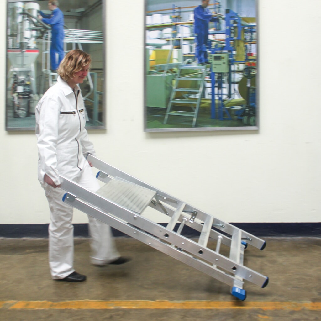 Montagetrap KRAUSE® Profi van aluminium, met 2 wielen, 3 treden Productafbeelding nr. 3: Montagetrap KRAUSE® Profi van aluminium, met 2 wielen, 3 treden