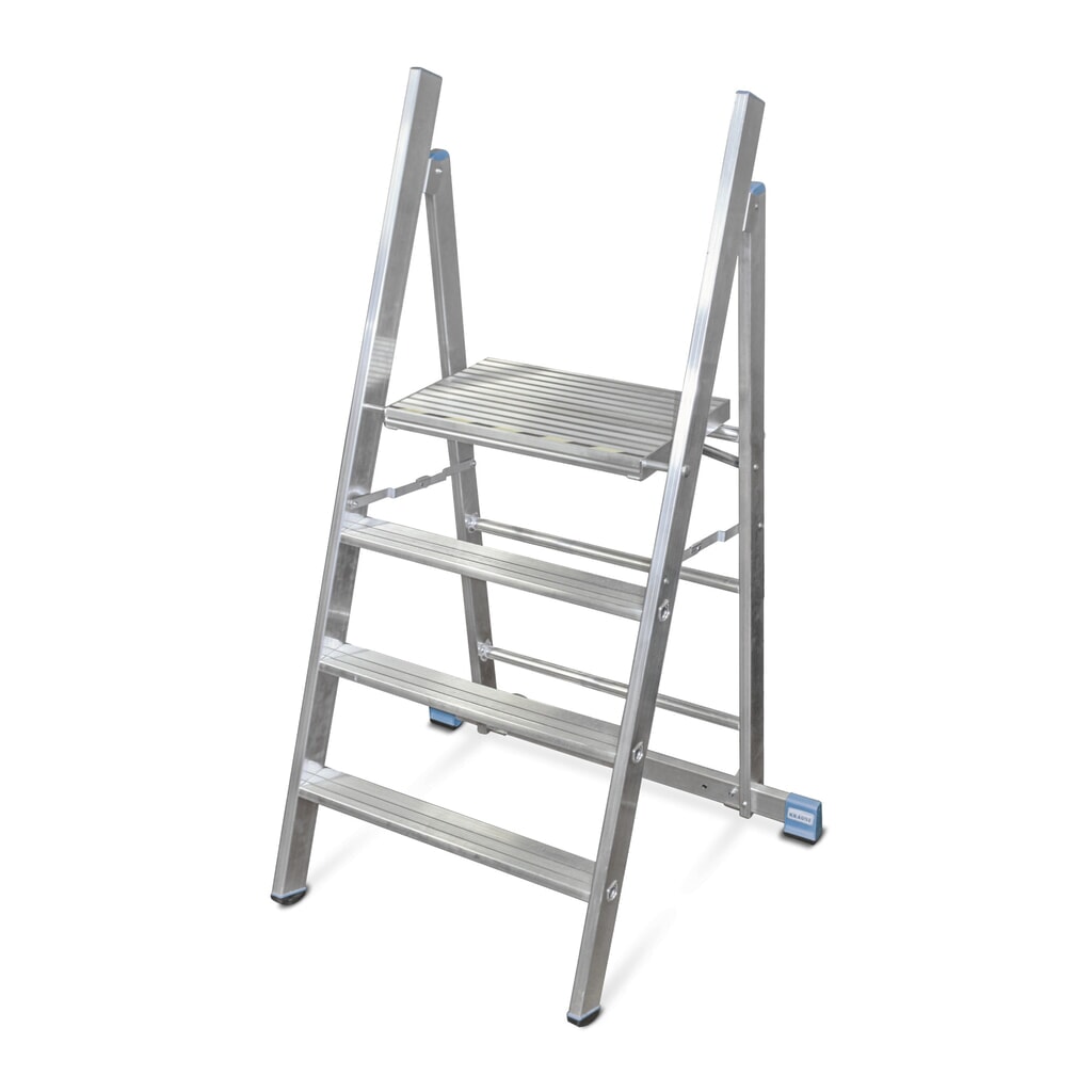 Montagetrap KRAUSE® Profi van aluminium, met 2 wielen, 3 treden Product afbeelding: Montagetrap KRAUSE® Profi van aluminium, met 2 wielen, 3 treden